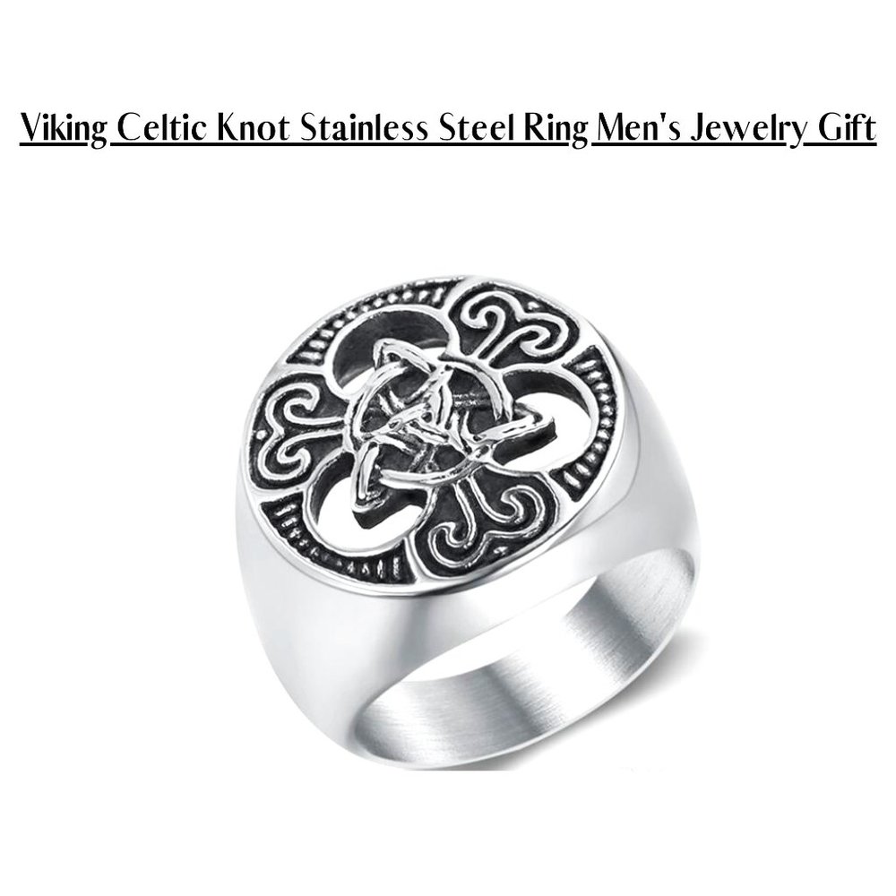 Vintage Ireland Jewelry Stainless Steel Viking Ring Celtic Knot Finger Rings for
